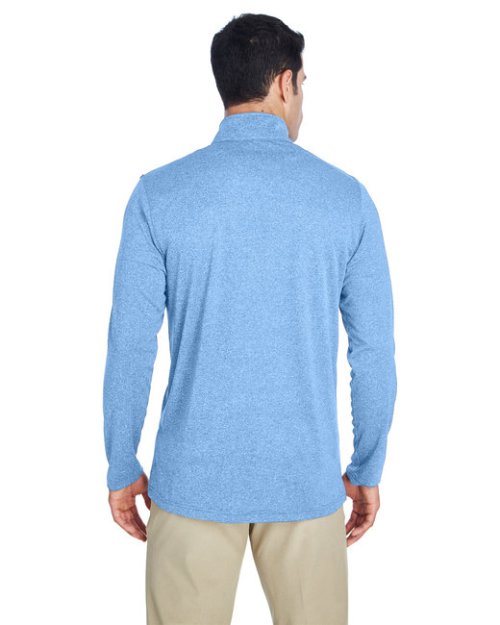 UltraClub Men's Cool & Dry Heathered Performance Quarter-Zip