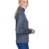 UltraClub Ladies' Cool & Dry Heathered Performance Quarter-Zip