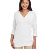 Devon & Jones Ladies' Perfect Fit™ Y-Placket Convertible Sleeve Knit Top