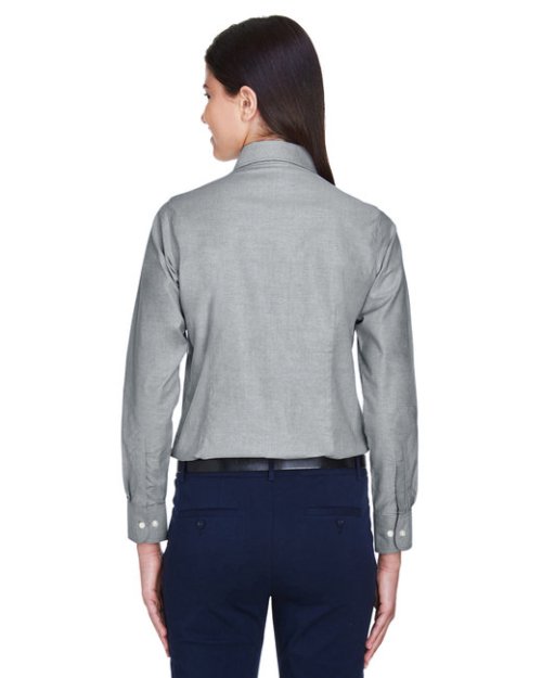 Harriton Ladies' Long-Sleeve Oxford with Stain-Release
